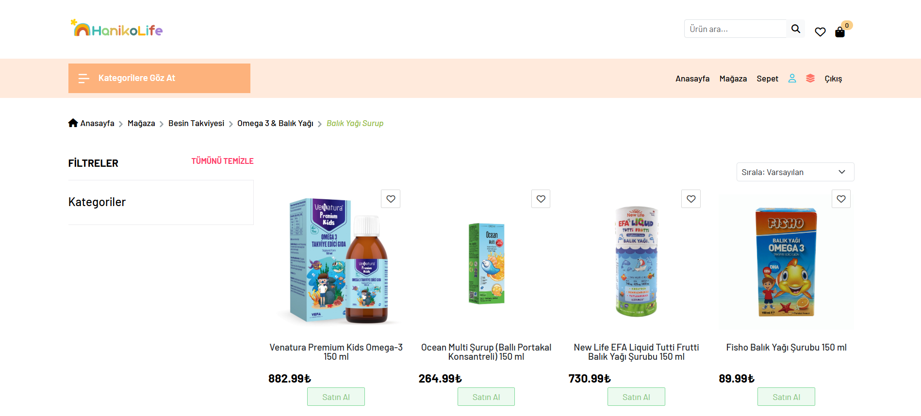 HanikoLife Ürün Listeleme